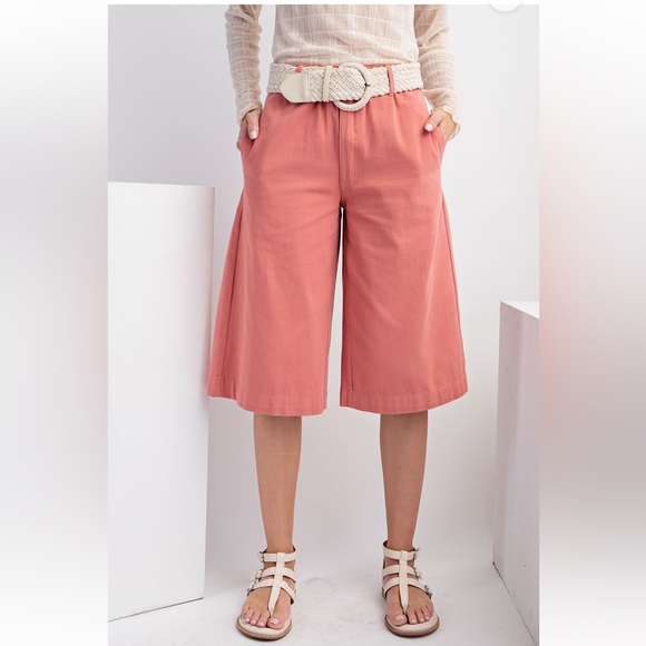 New in! So Cute Washed Cotton Twill Capri Pants Elastic Waist Relaxed Fit - Picture 5 of 8